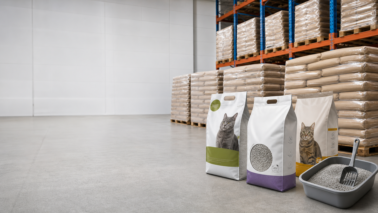 Cat litter products for retail bulk and distribution supply
