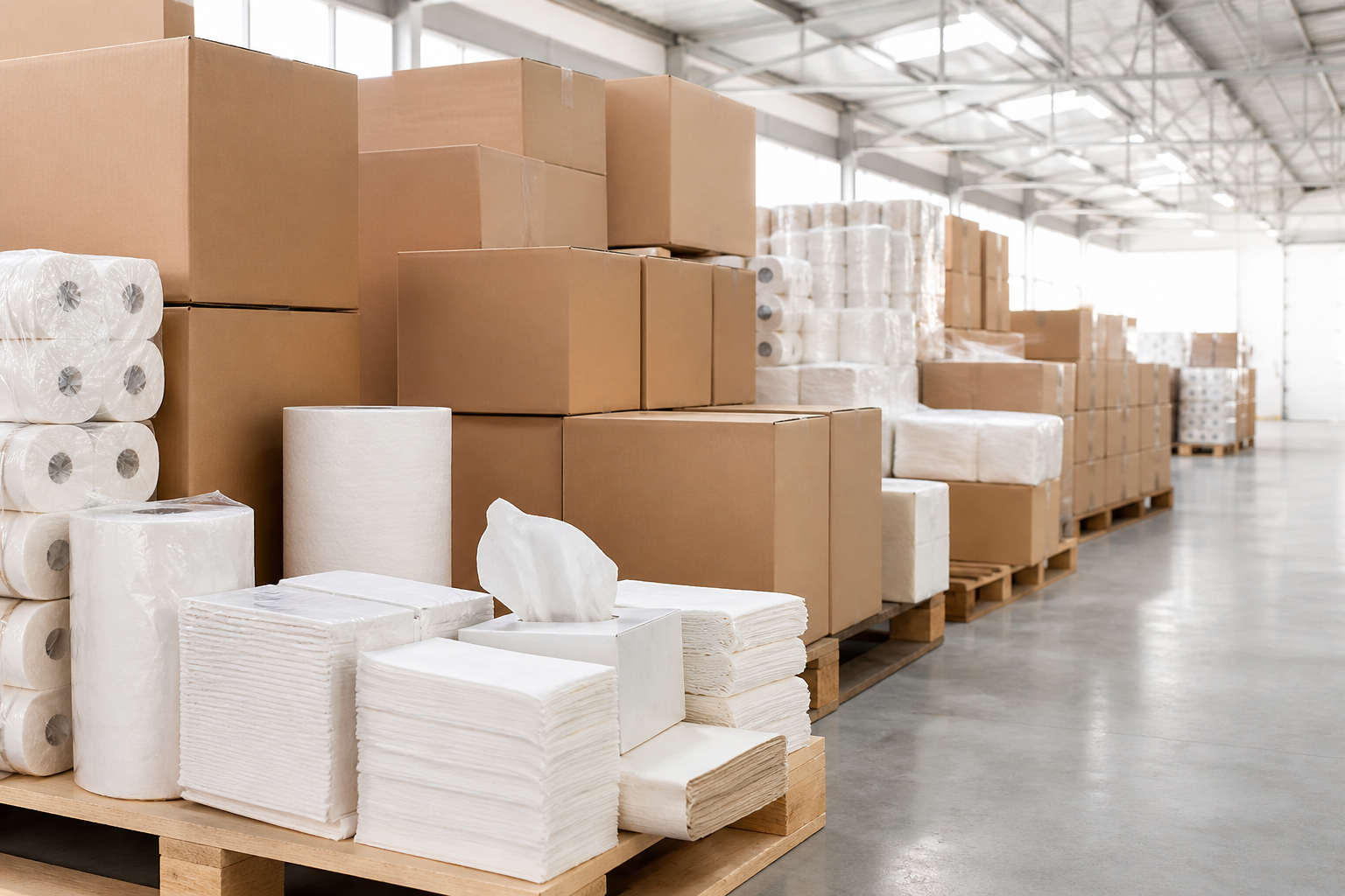 Paper products packed for business supply